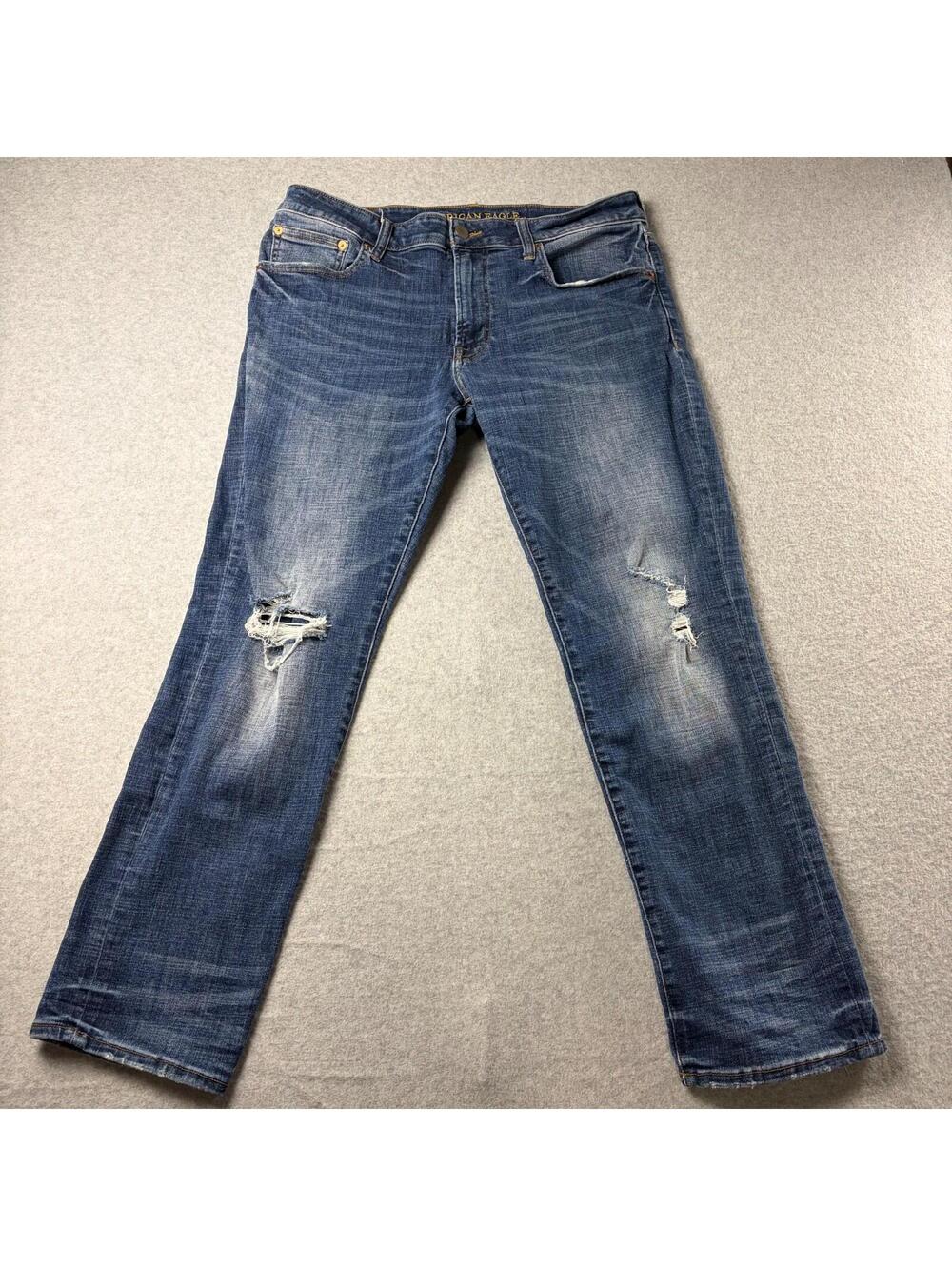 American Eagle Next Level Flex Slim Straight Jeans Size 34x30 Medium Wash